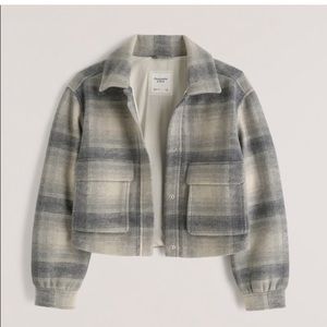 ABERCROMBIE • Blue Cropped Wool-Blend Jacket • Size Medium